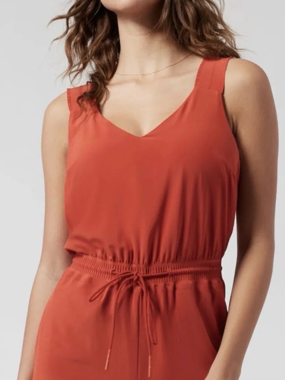Athleta Savannah Sleeveless V-Neck Wide-Leg Jumpsuit in Burnt Orange - Picture 3 of 7